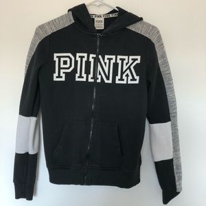 pink victoria secret full zip hoodie